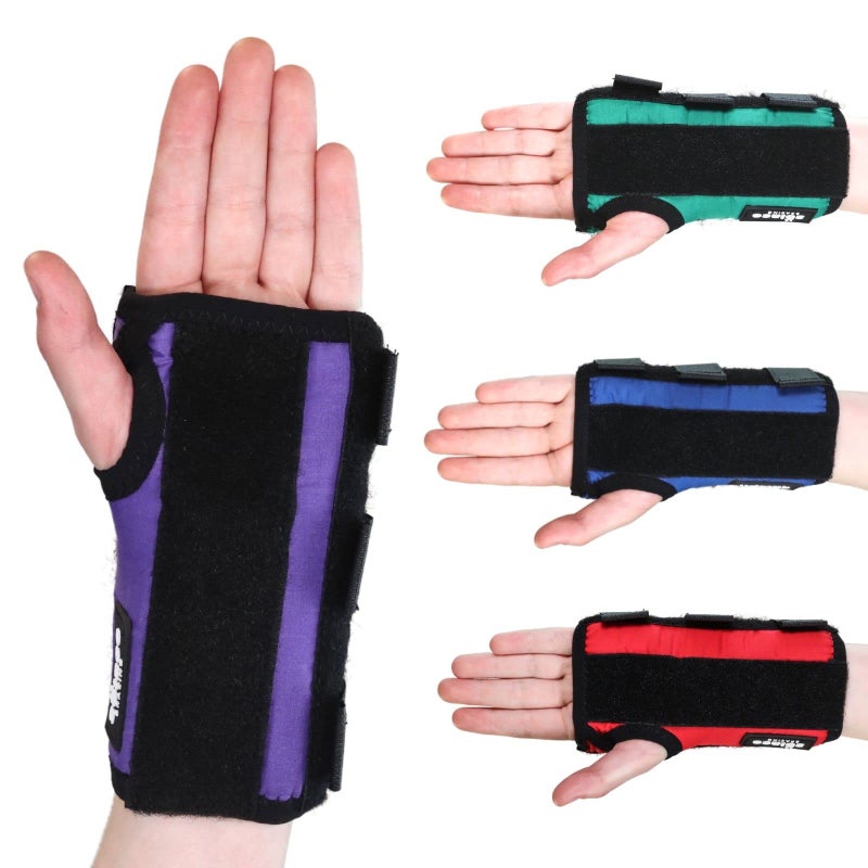 Solace Bracing Children's Padded Wrist Support (4 Fun Colours) - British Made & NHS Supplied Kids Wrist Brace Splint - #1 for Fractures, JI Arthritis, Sprains, RSI, Injuries & More - Purple, L, Right